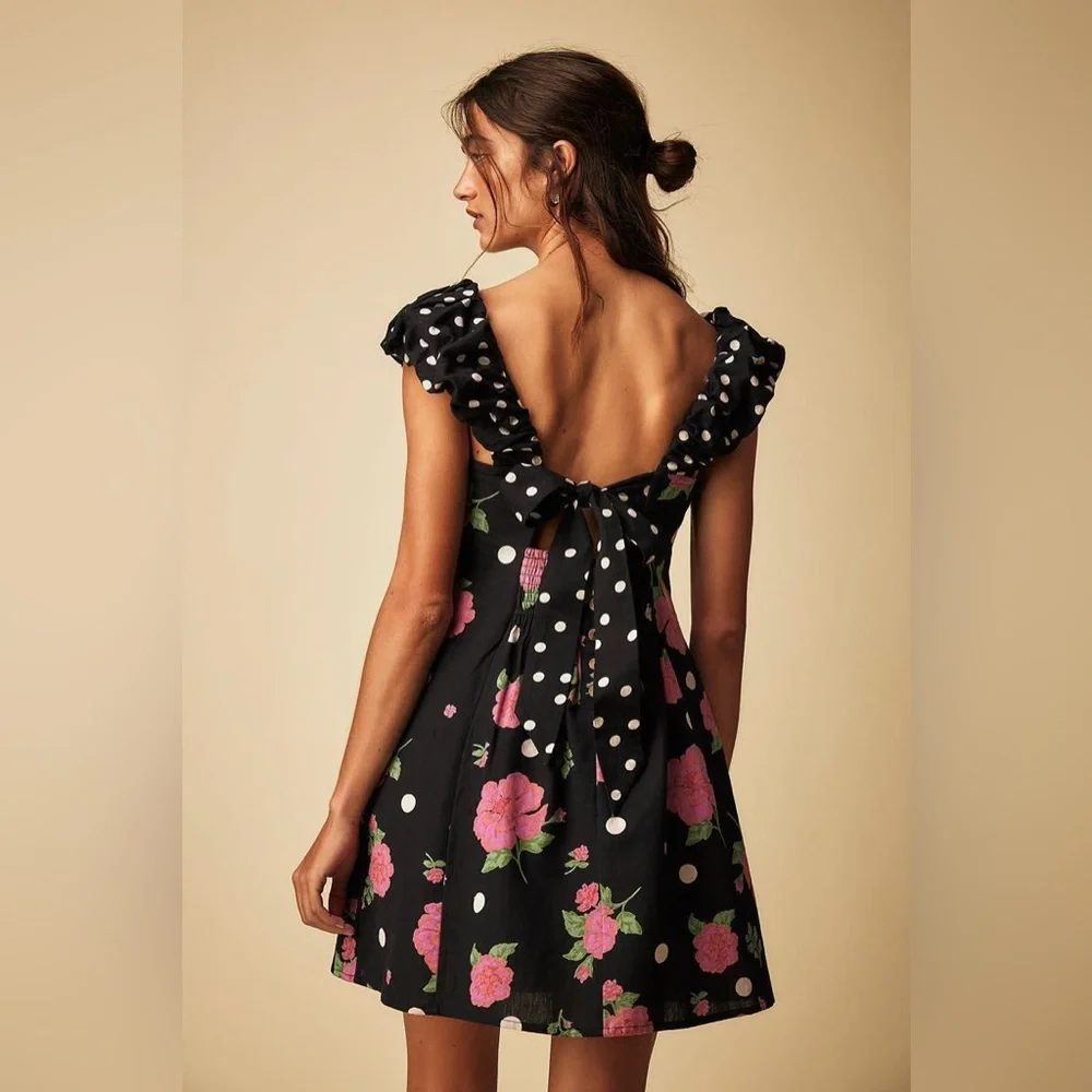 Free People| ‘Mixed Print Bom Bom Mini Dress’ - Picture 6 of 10